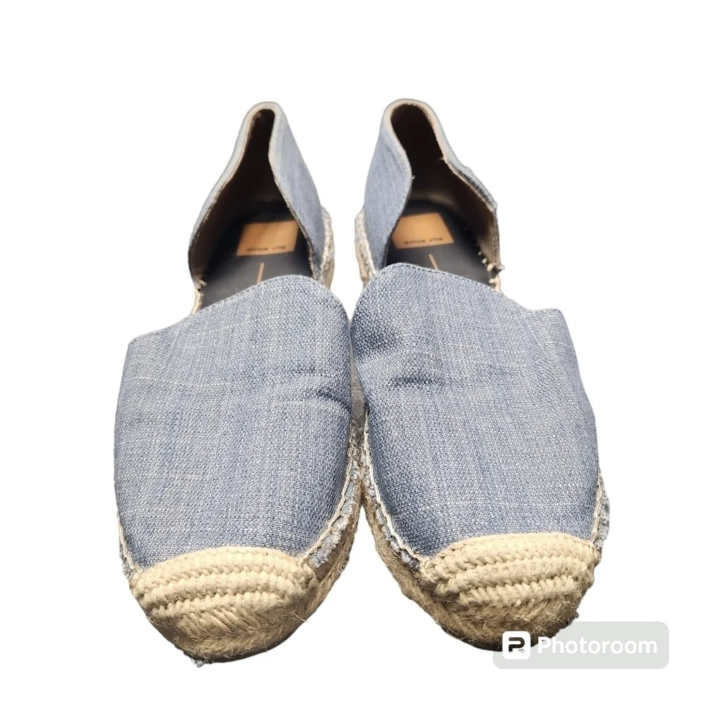 Dolce Vita D'Orsay Blue Linen Women’s Espadrilles Sandel Flats Size Sz. 7